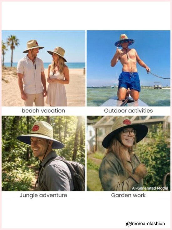 2 Pack Lifeguard Hat with Wide Brim - Lightweight & Breathable Straw Sun Hat main image 5